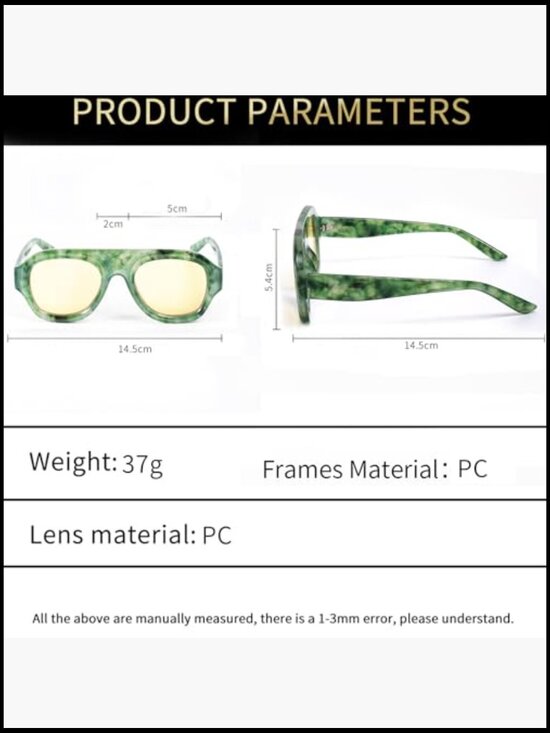 Plastic Retro Aviator Sunglasses Oversized Square Shield main image 2